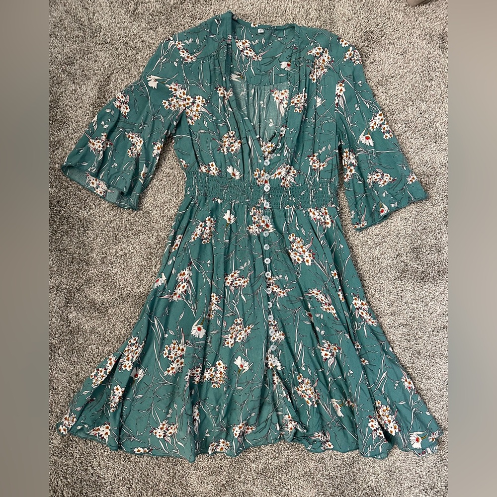 Turquoise Floral Dress